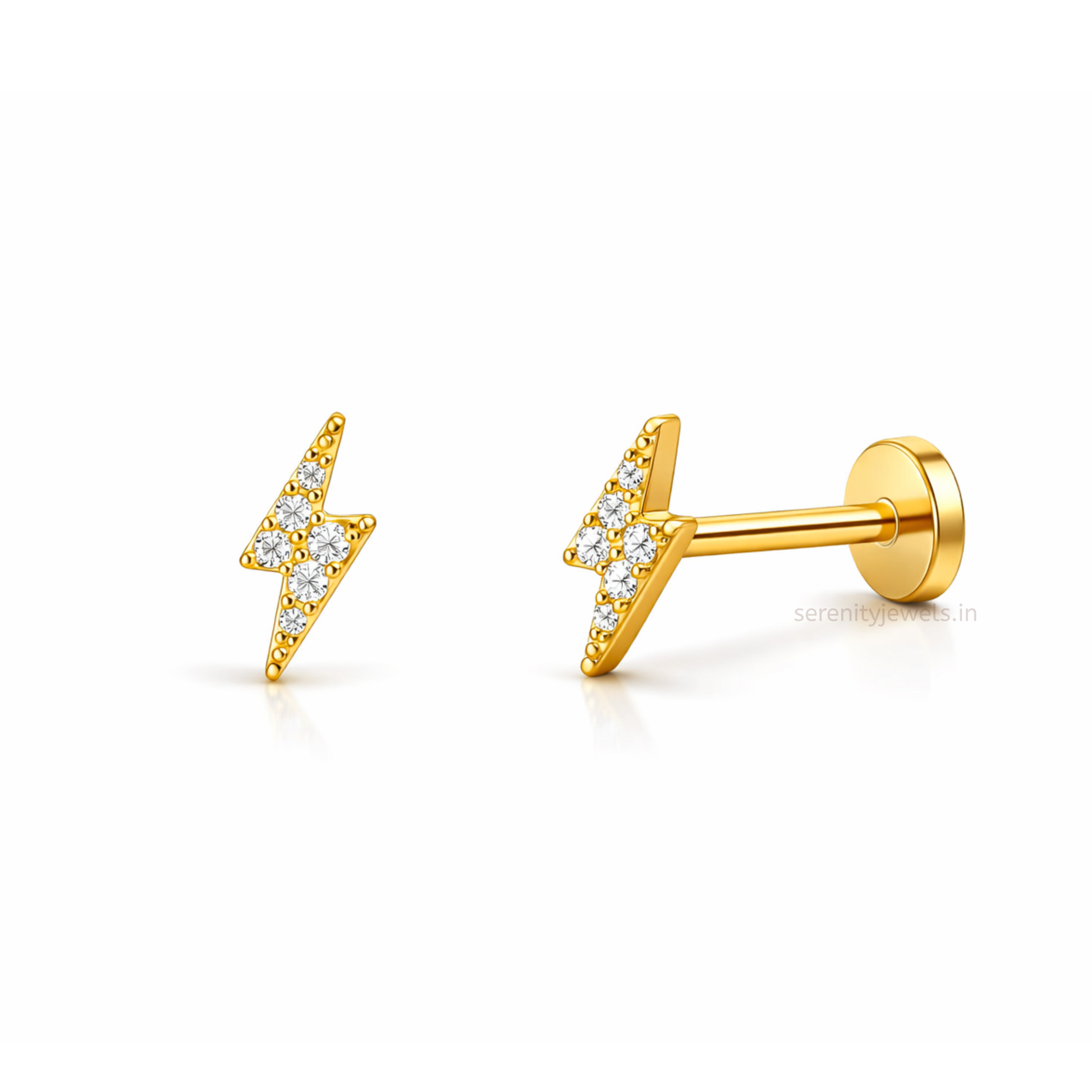 Lightning Bolt Flat Studs - PAIR