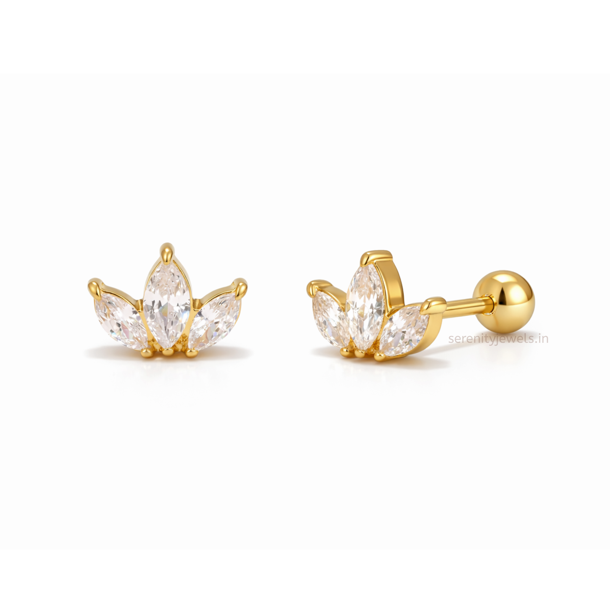 Aurelia Lotus Ball Studs - PAIR