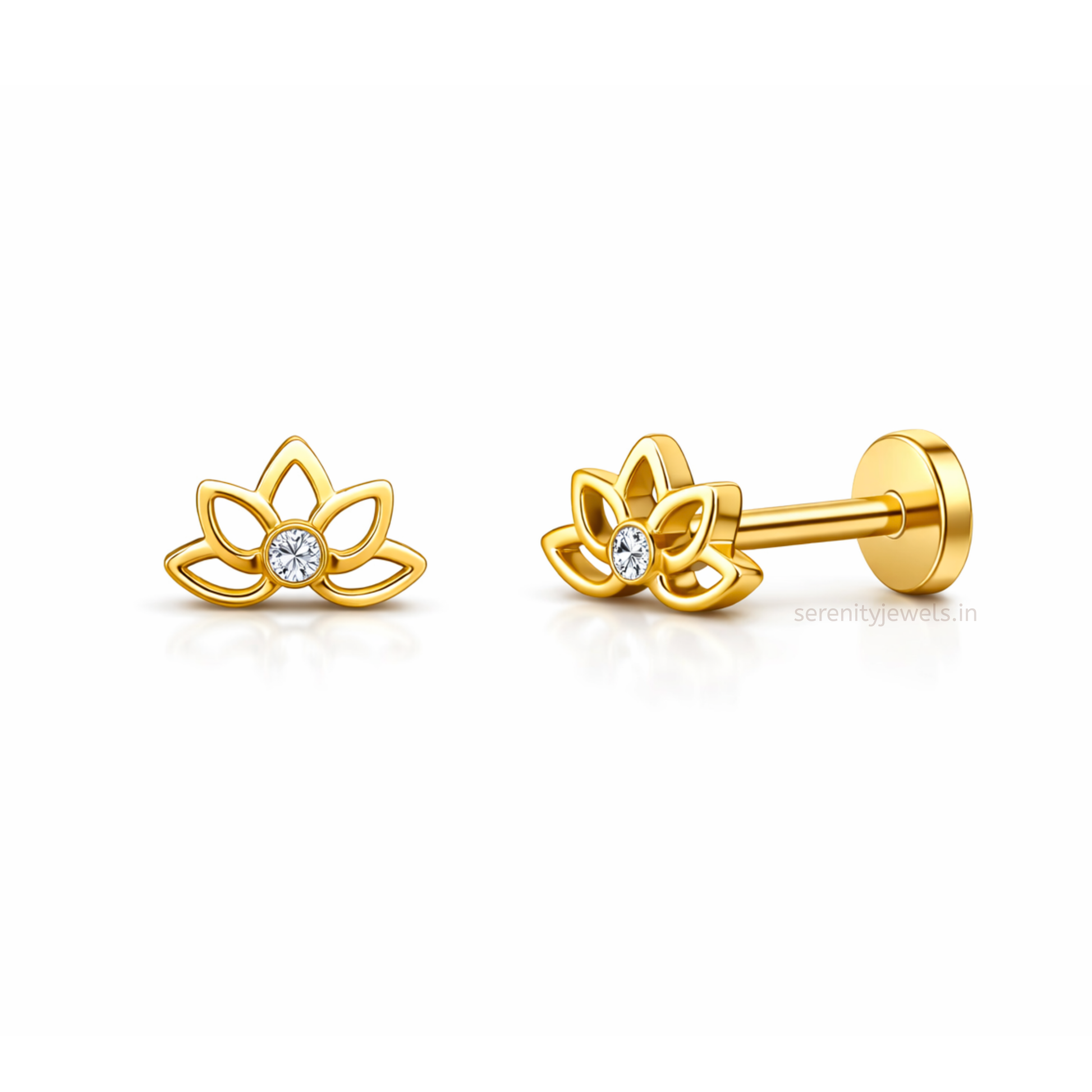 Solene Flower Flat Studs - PAIR