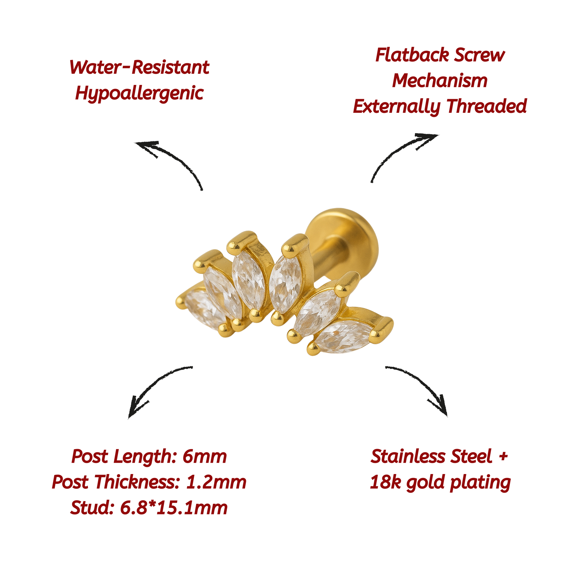 Margery Flat Studs - PAIR