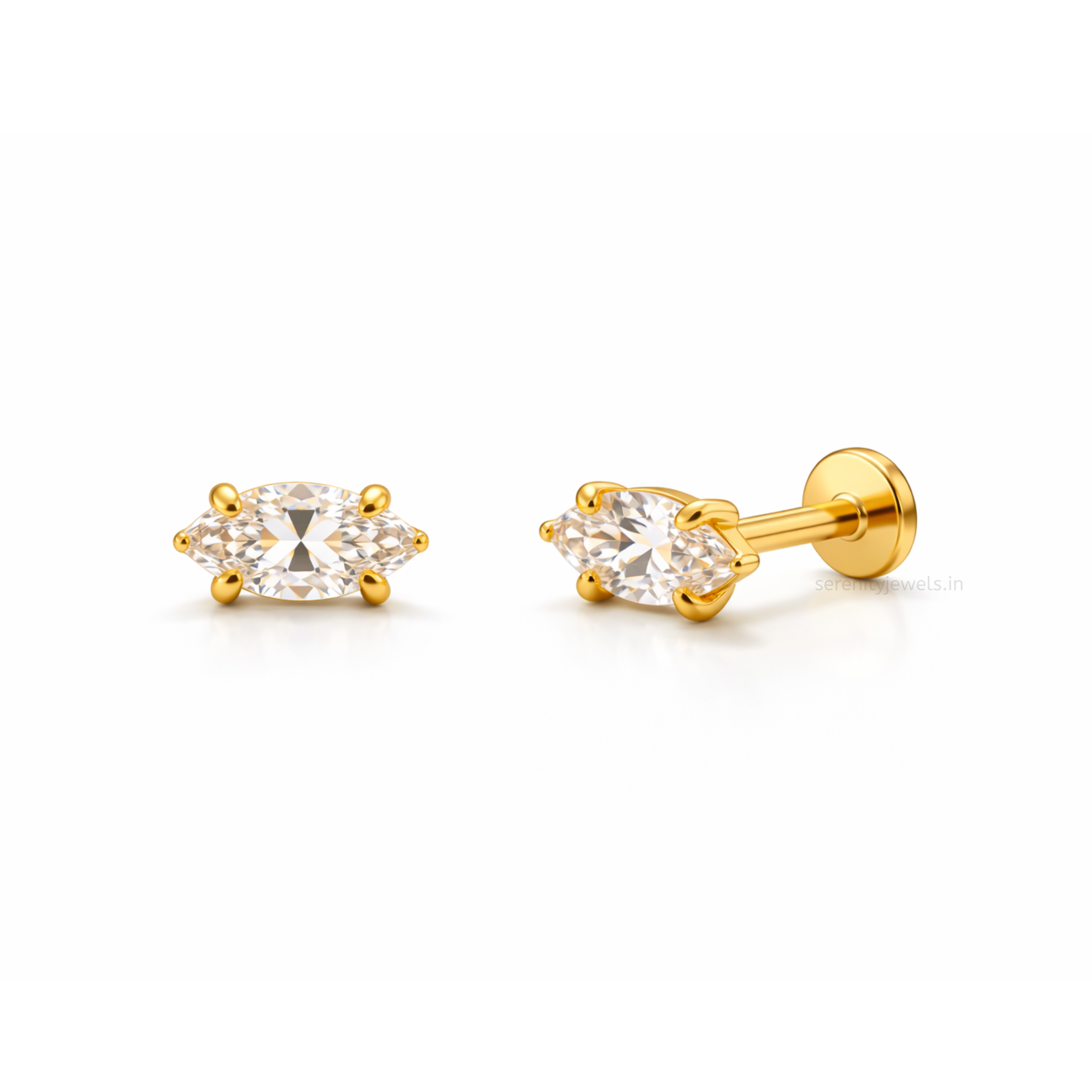 Marquise Flat Studs - PAIR