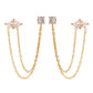 Marquise Solitaire Double Chain Piercing Studs - PAIR