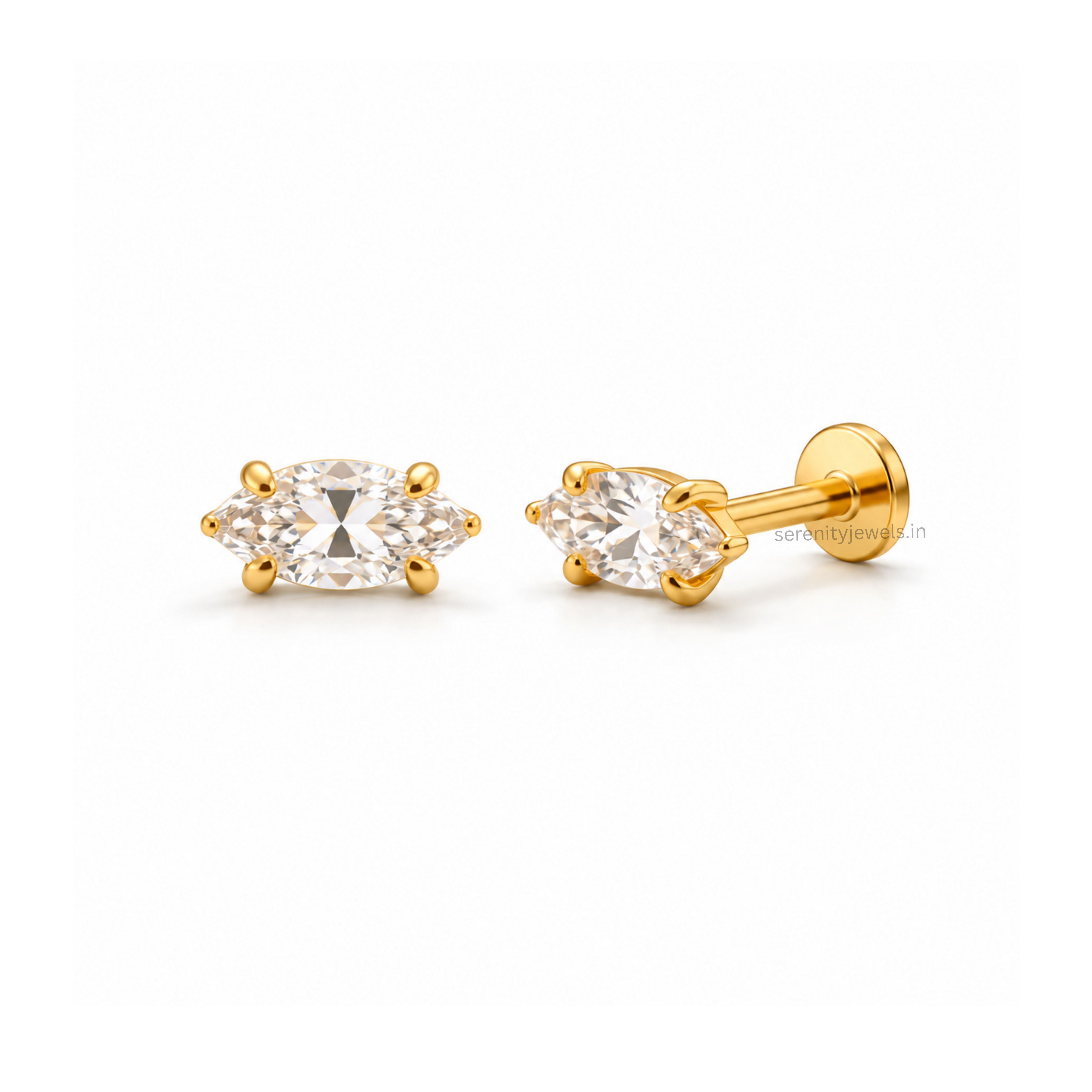 Mini Marquise Flat Studs - PAIR