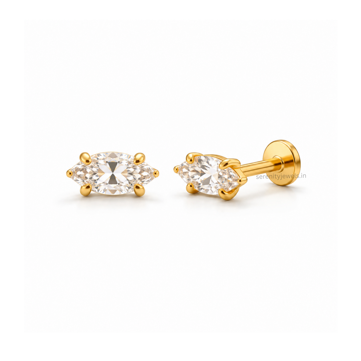 Mini Marquise Flat Studs - PAIR