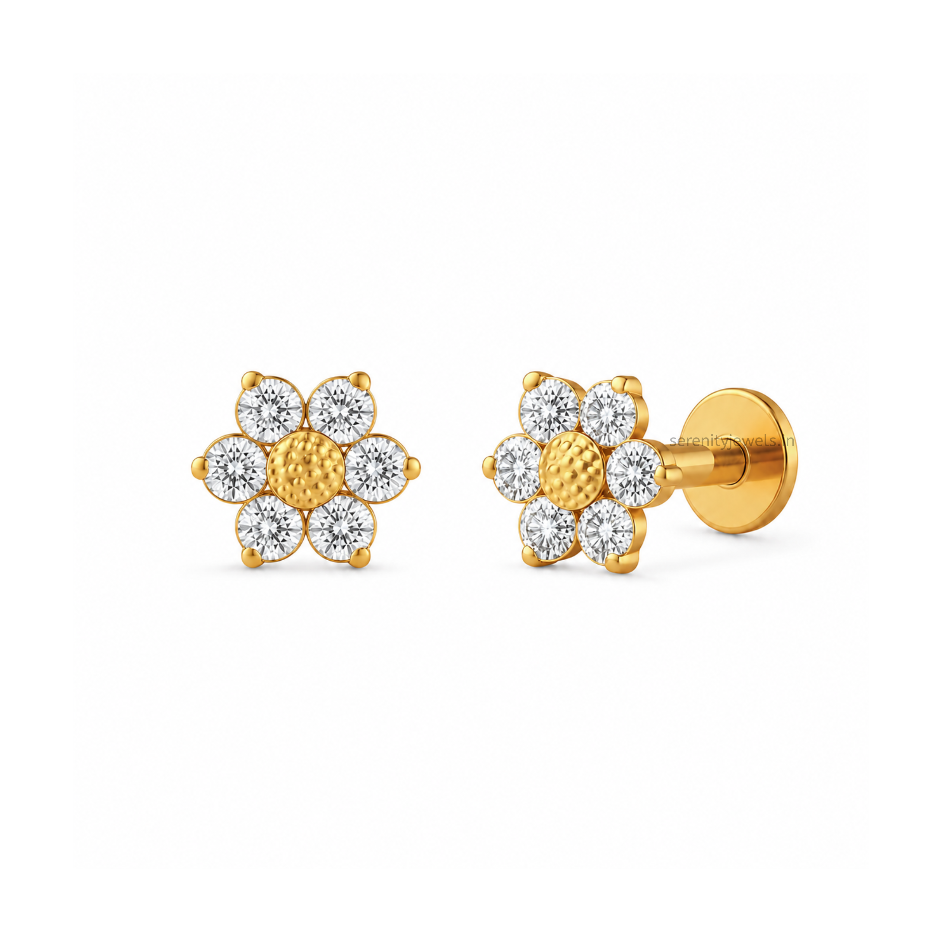 Elfin Sun Flat Studs - PAIR