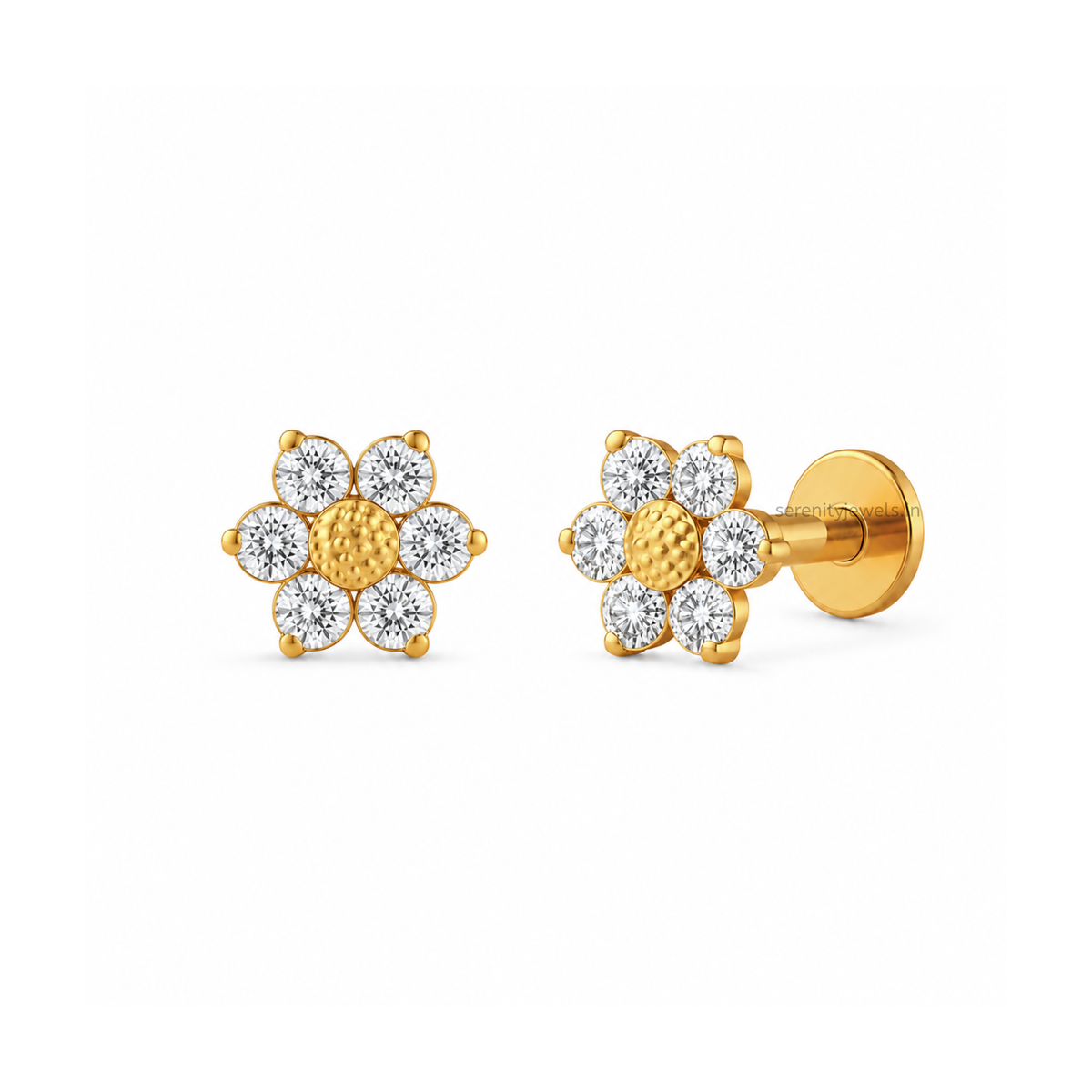 Elfin Sun Flat Studs - PAIR