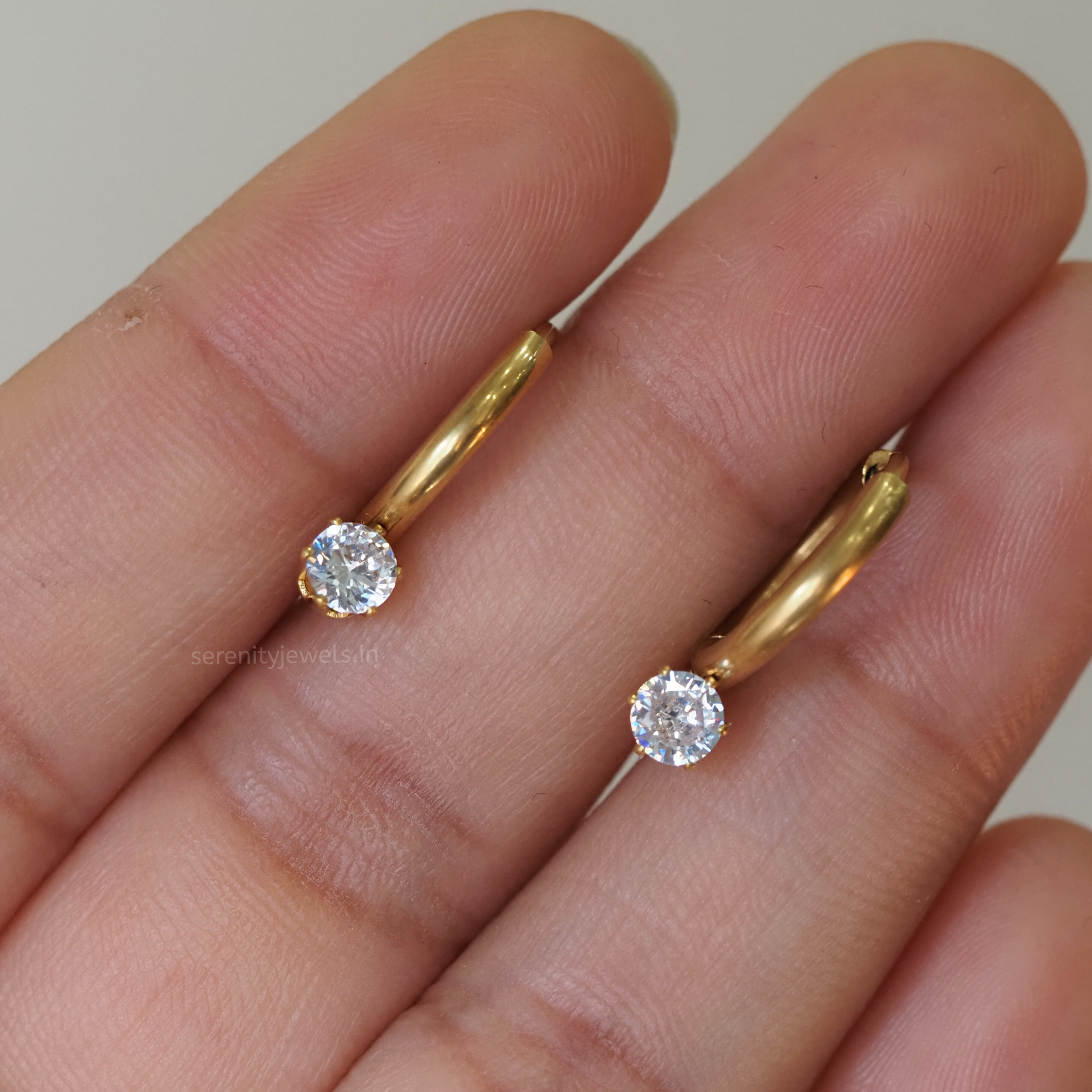 Myra Solitaire Hoops - PAIR