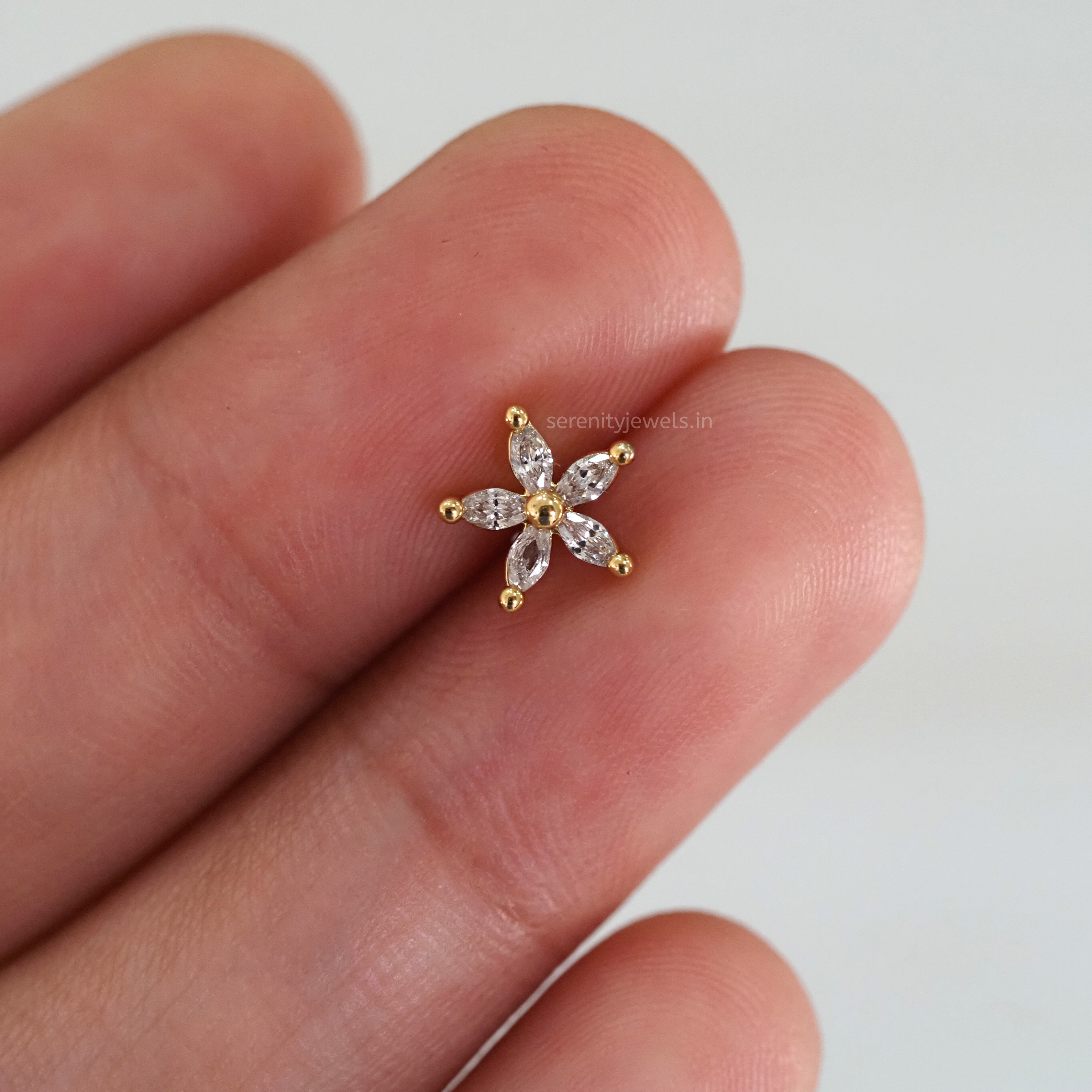 Obroma Flower Flat Studs - PAIR