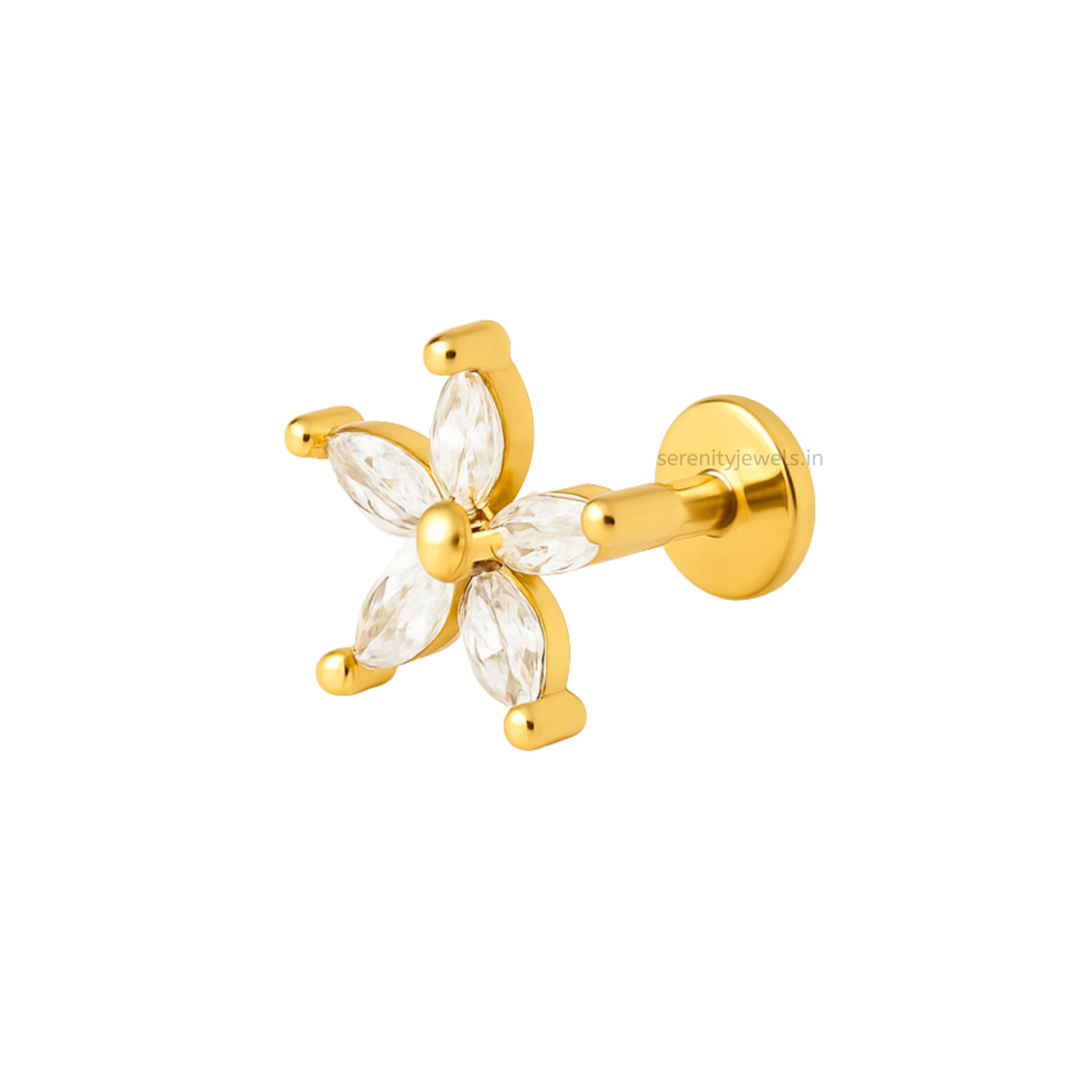 Obroma Flower Flat Studs - PAIR