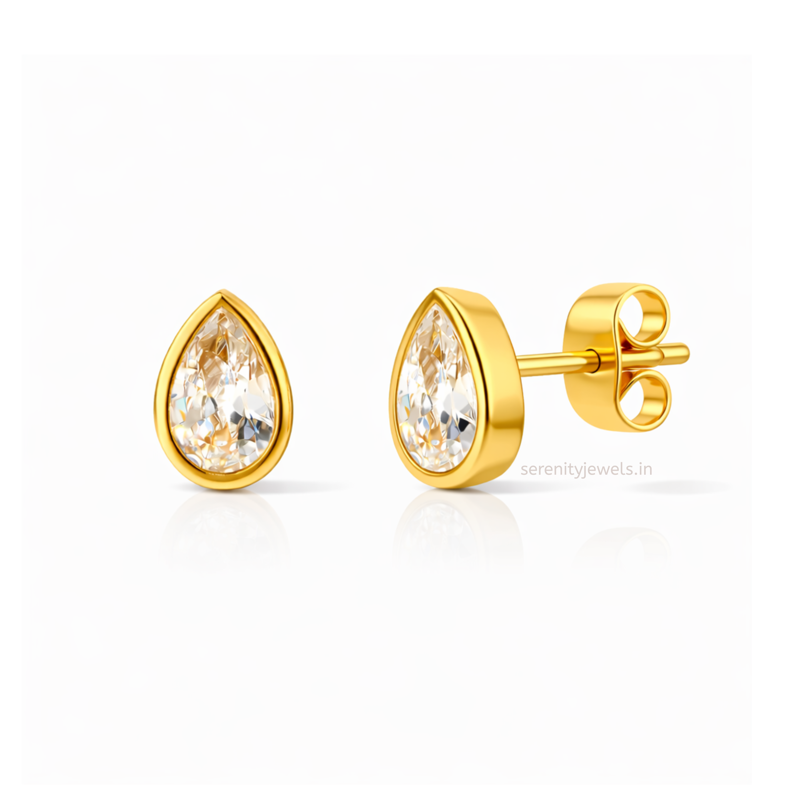 Pear Bezel Earrings - PAIR