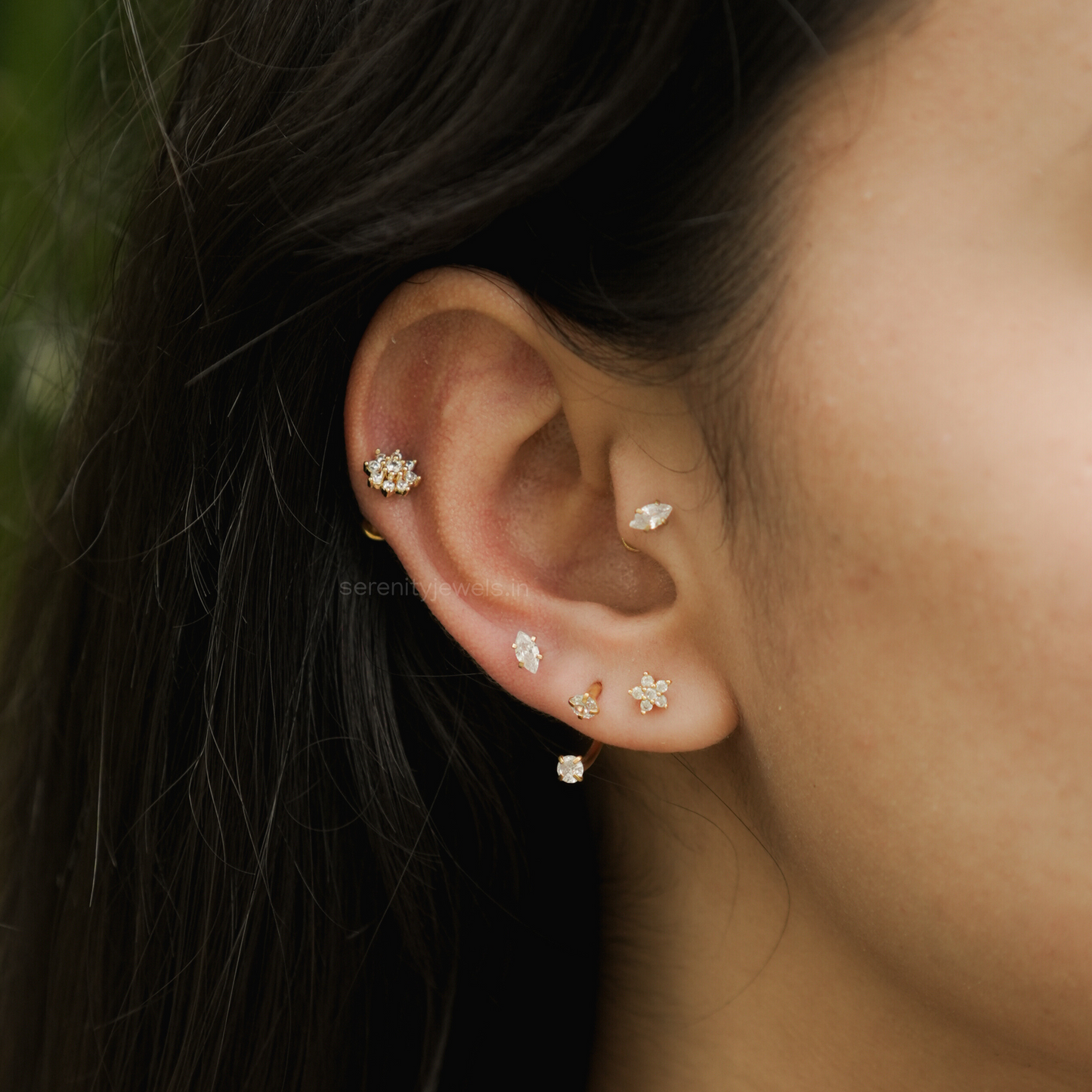 Marquise Flat Studs - PAIR