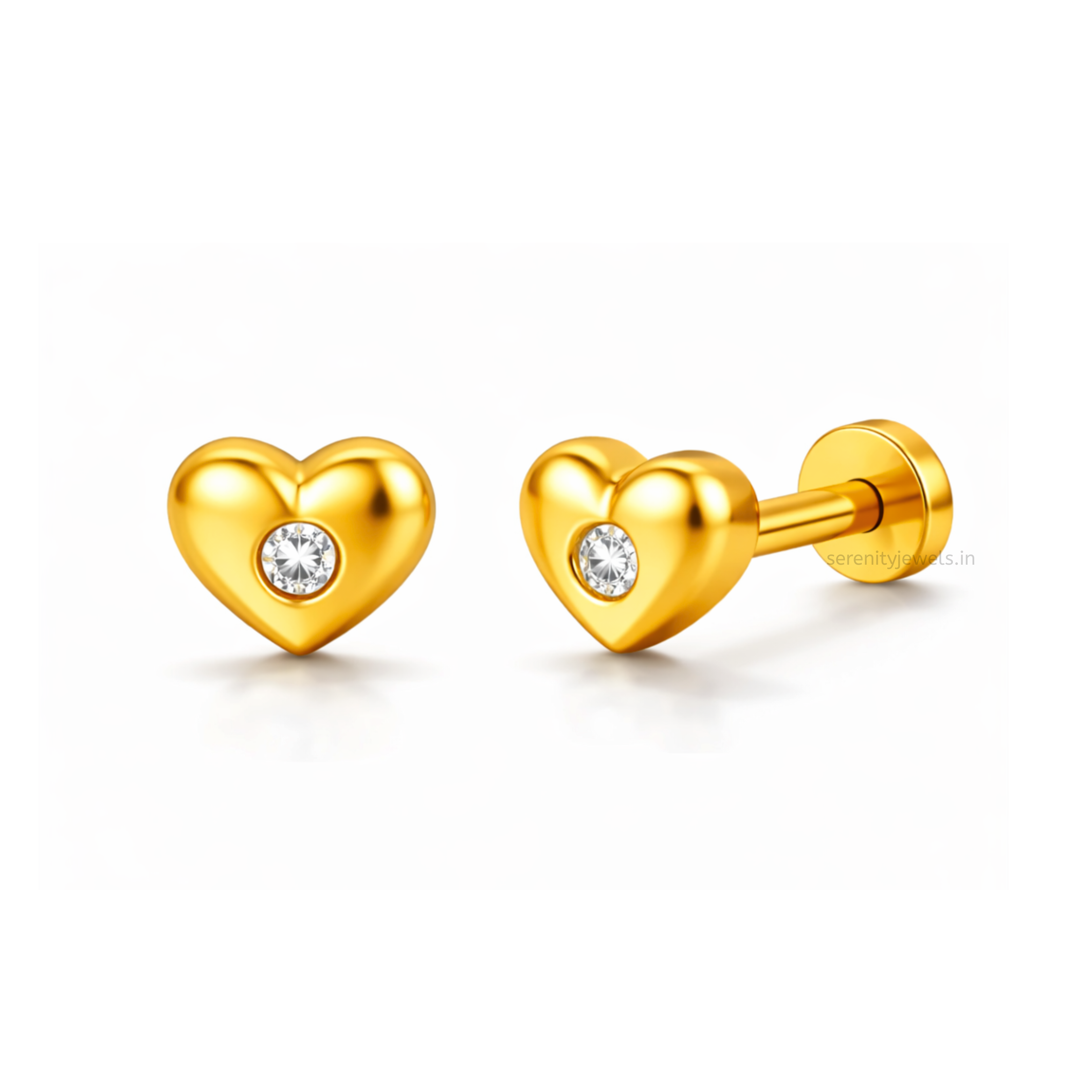 Plush Heart Flat Studs - PAIR