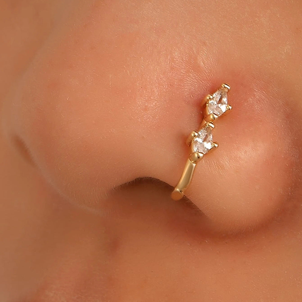 Silver 925 Rhombus Nose Pin