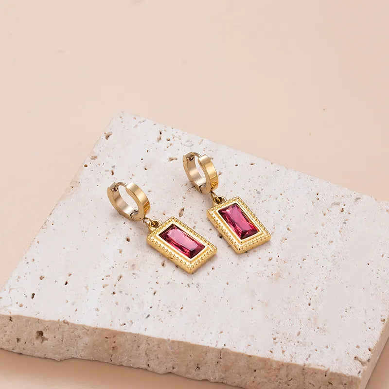 Royal Ruby Drop Hoops