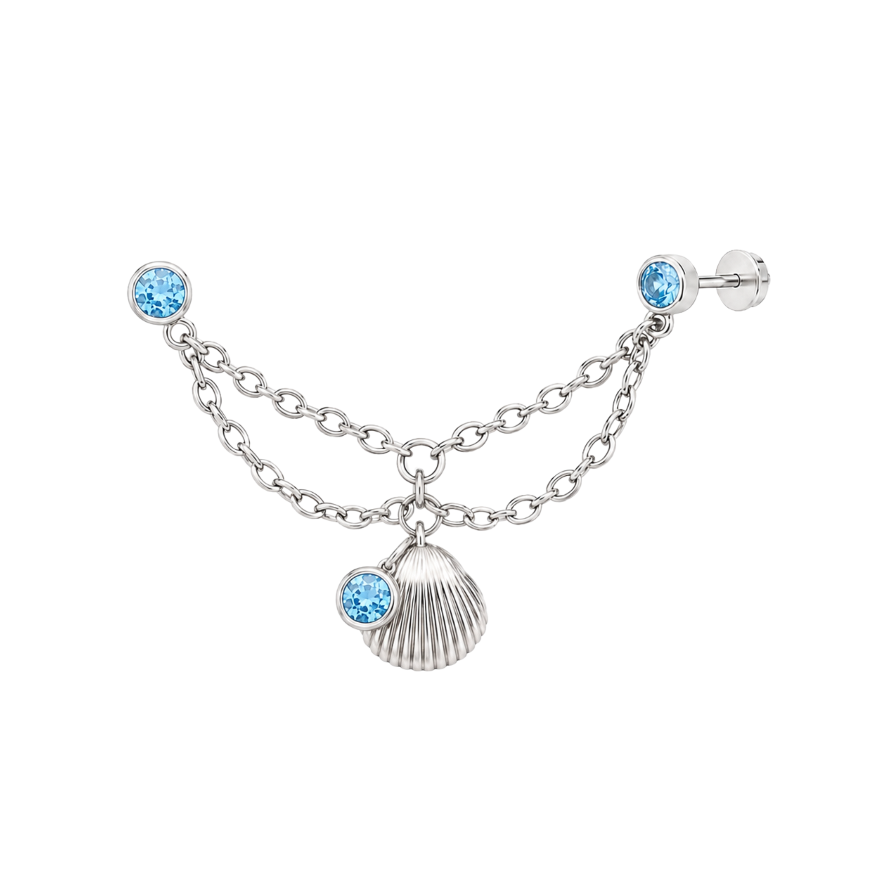 Scallop Chain Flat Studs - SINGLE