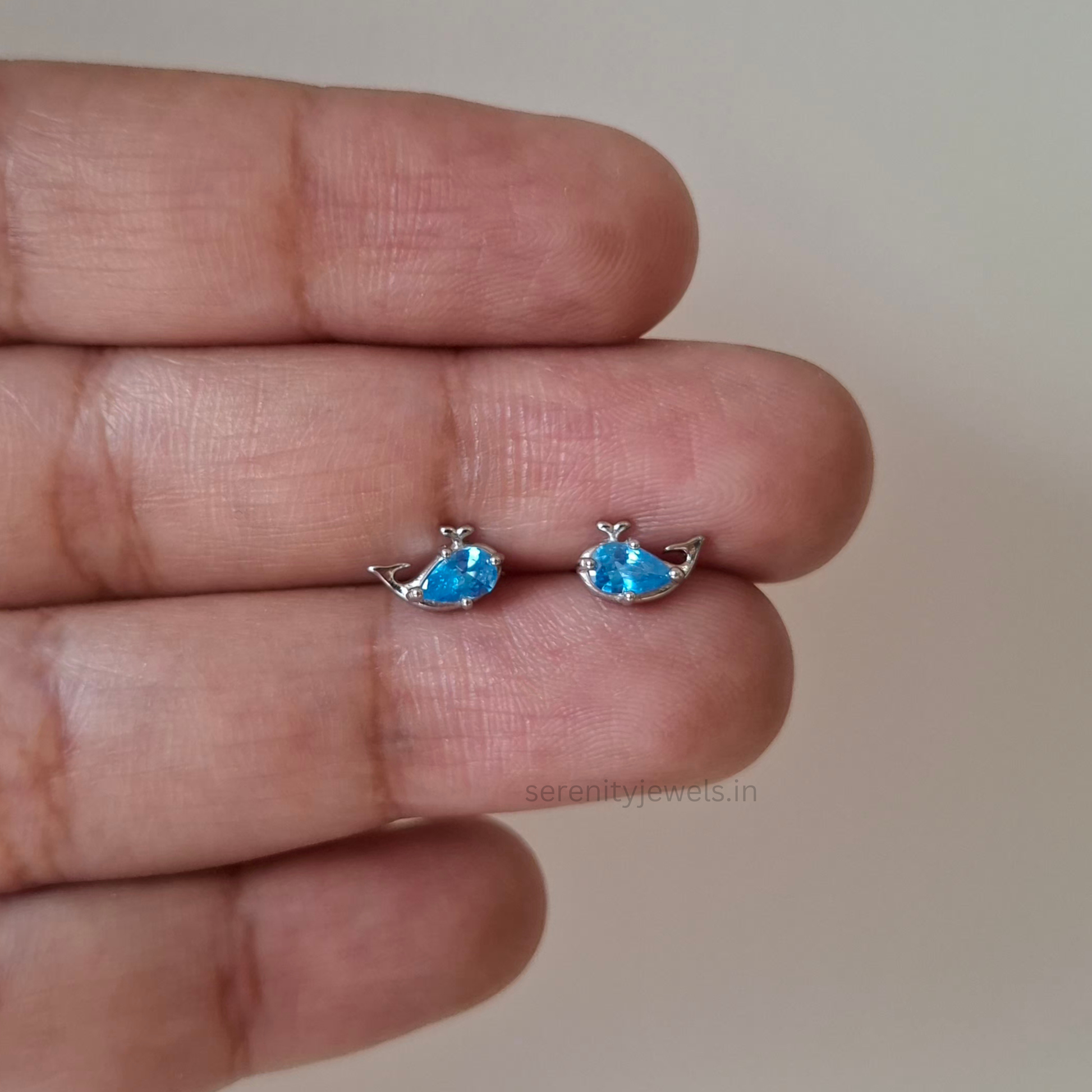 Baby Blue Whale Flat Studs - PAIR