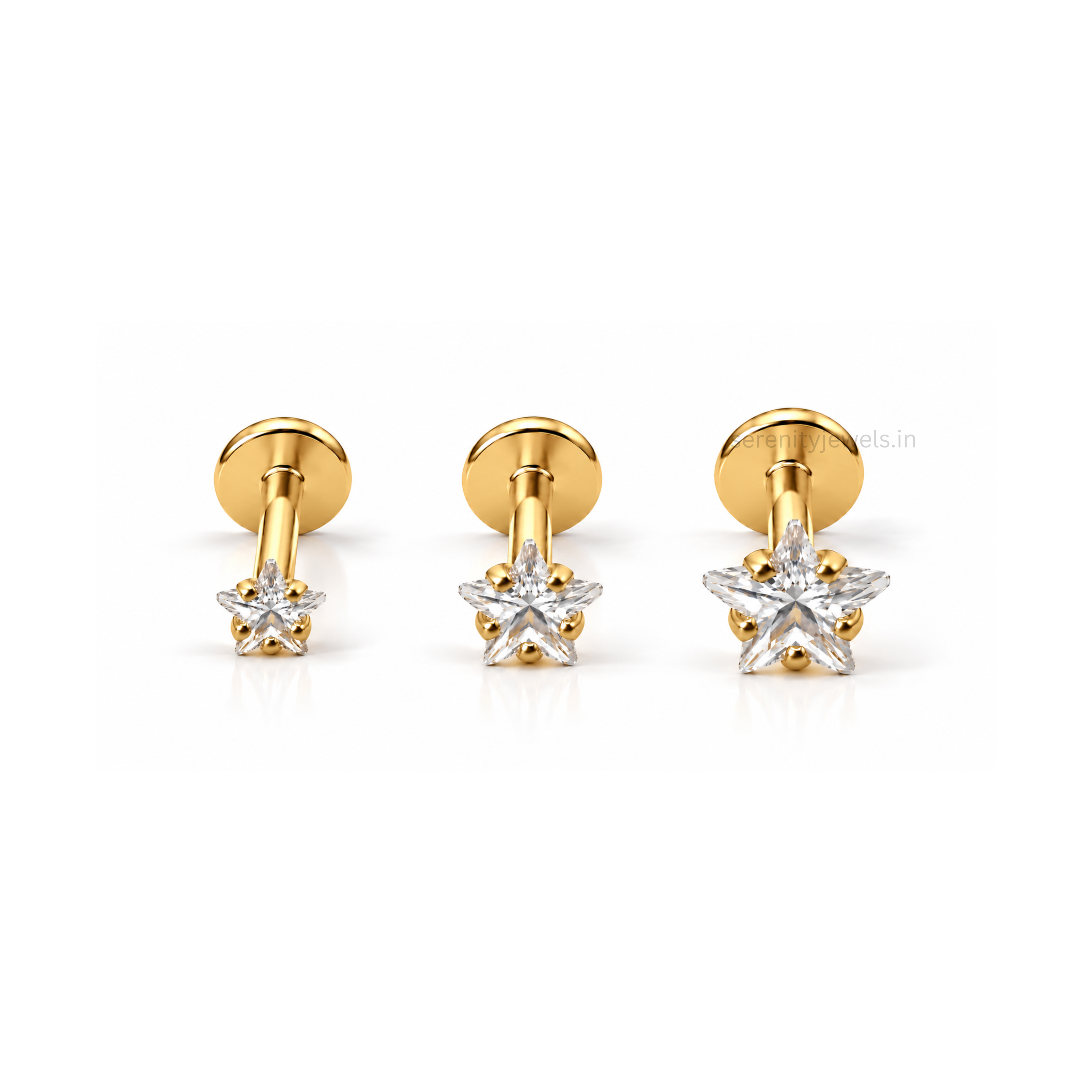 Star Solitaire Flat Studs - PAIR