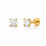 Solitaire Flat Studs - PAIR