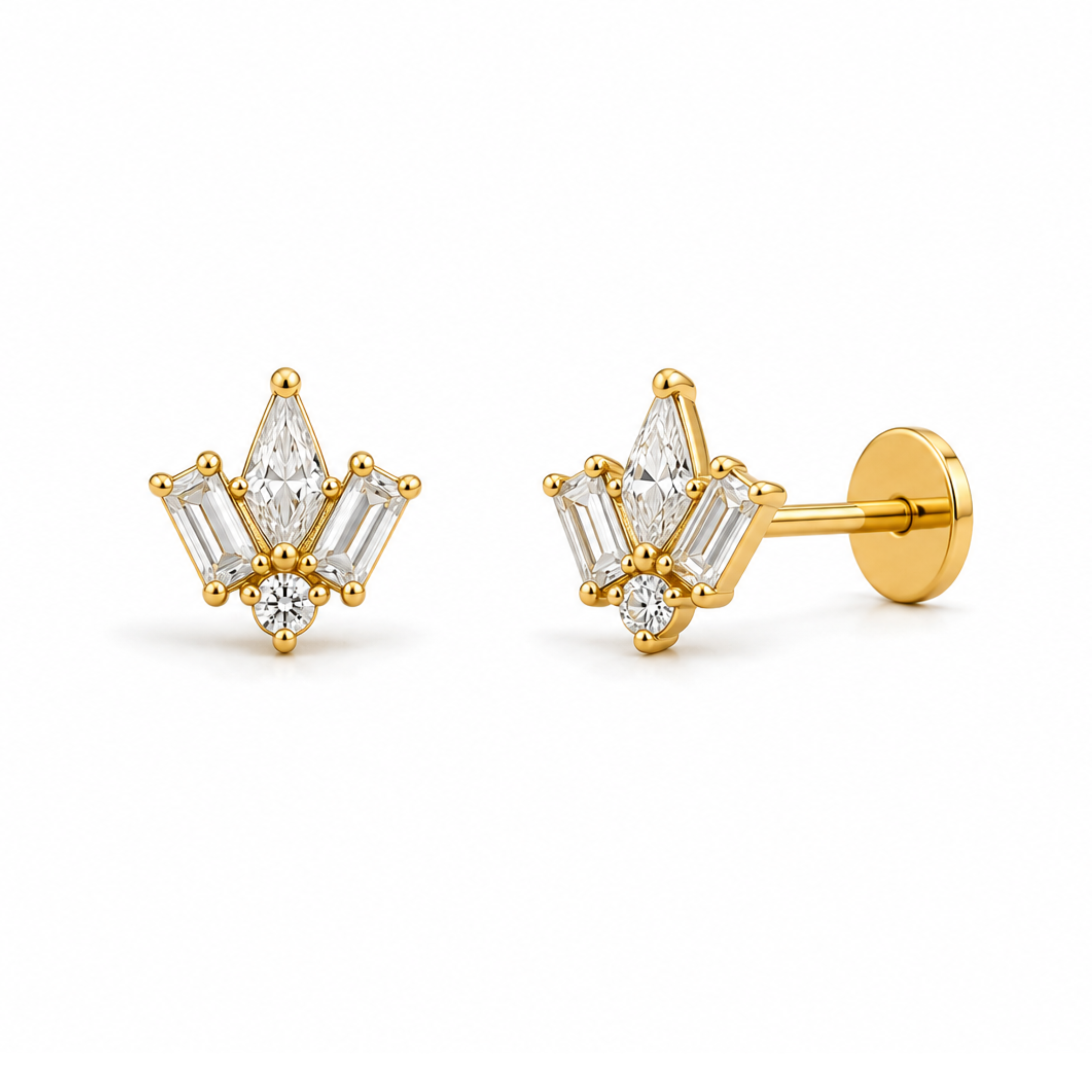 Spades Flat Studs - PAIR