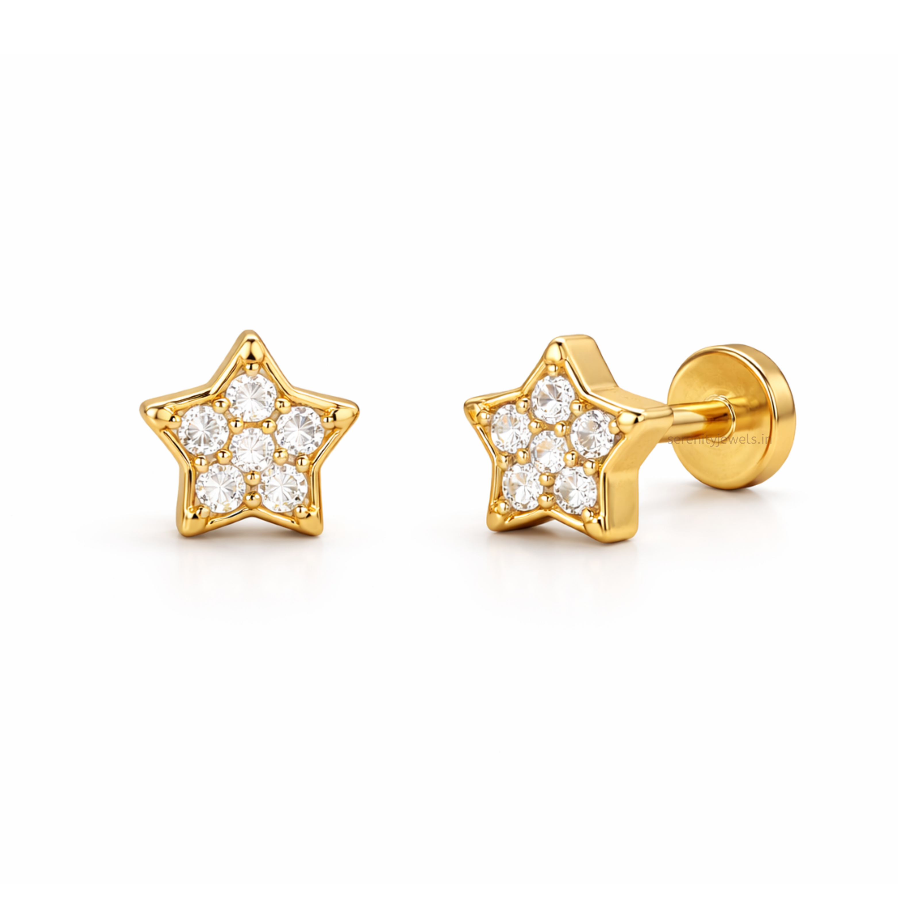 Starlight Flat Stud - PAIR