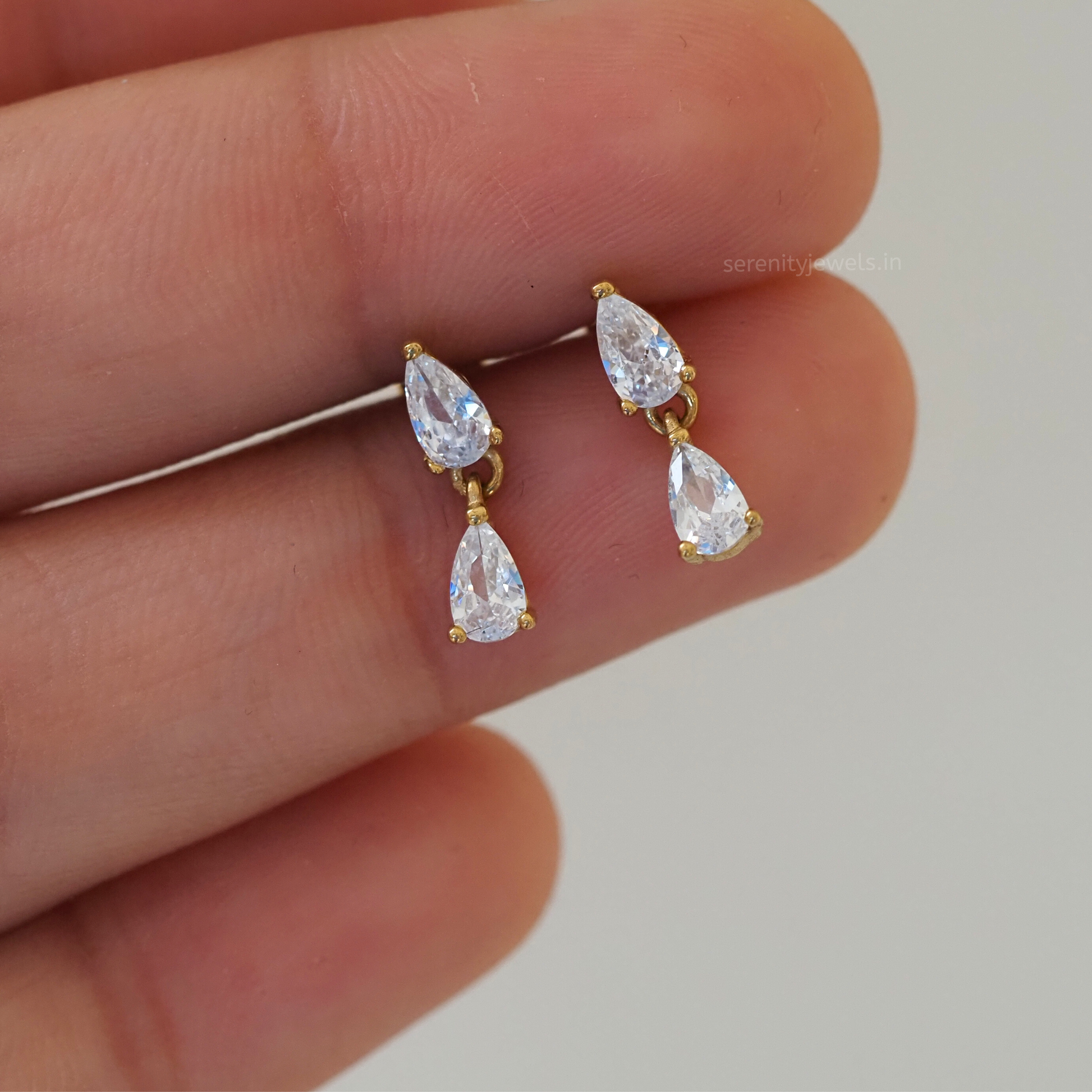 Liz Drop Flat Studs - PAIR