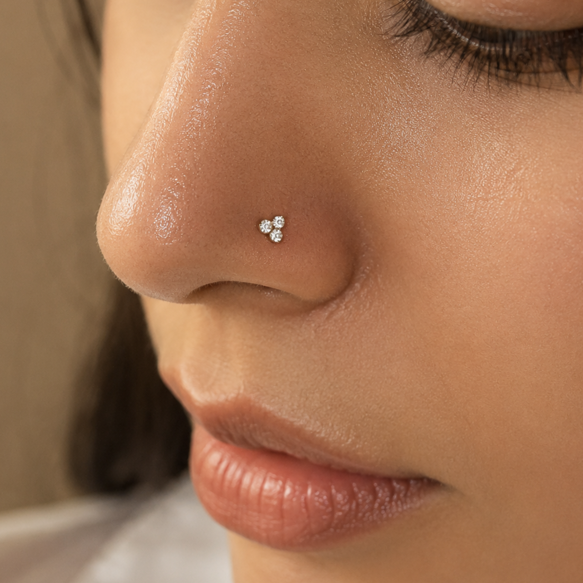 Three Stone Nose Stud - SINGLE