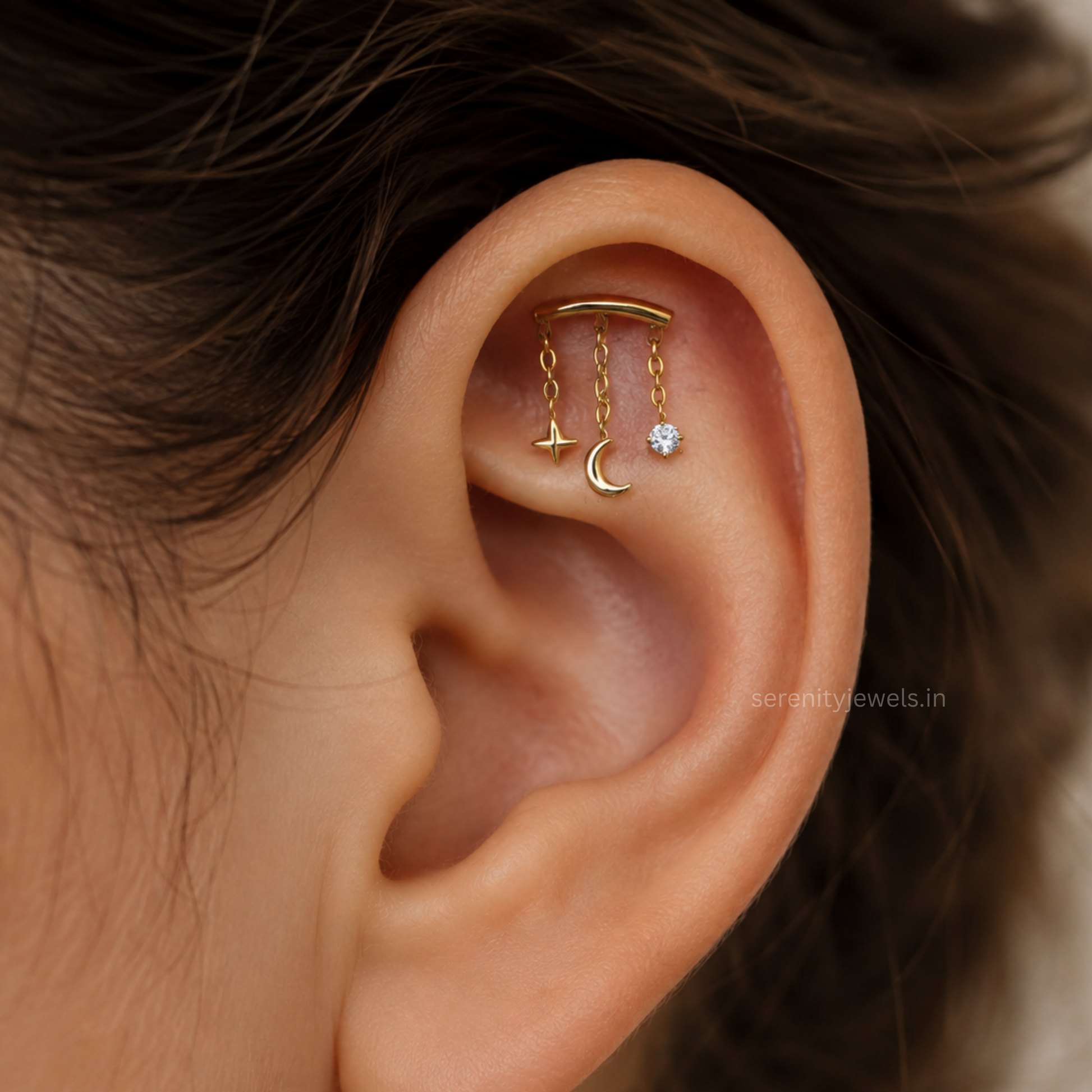 Celestial Charm Titanium Flat Studs - PAIR