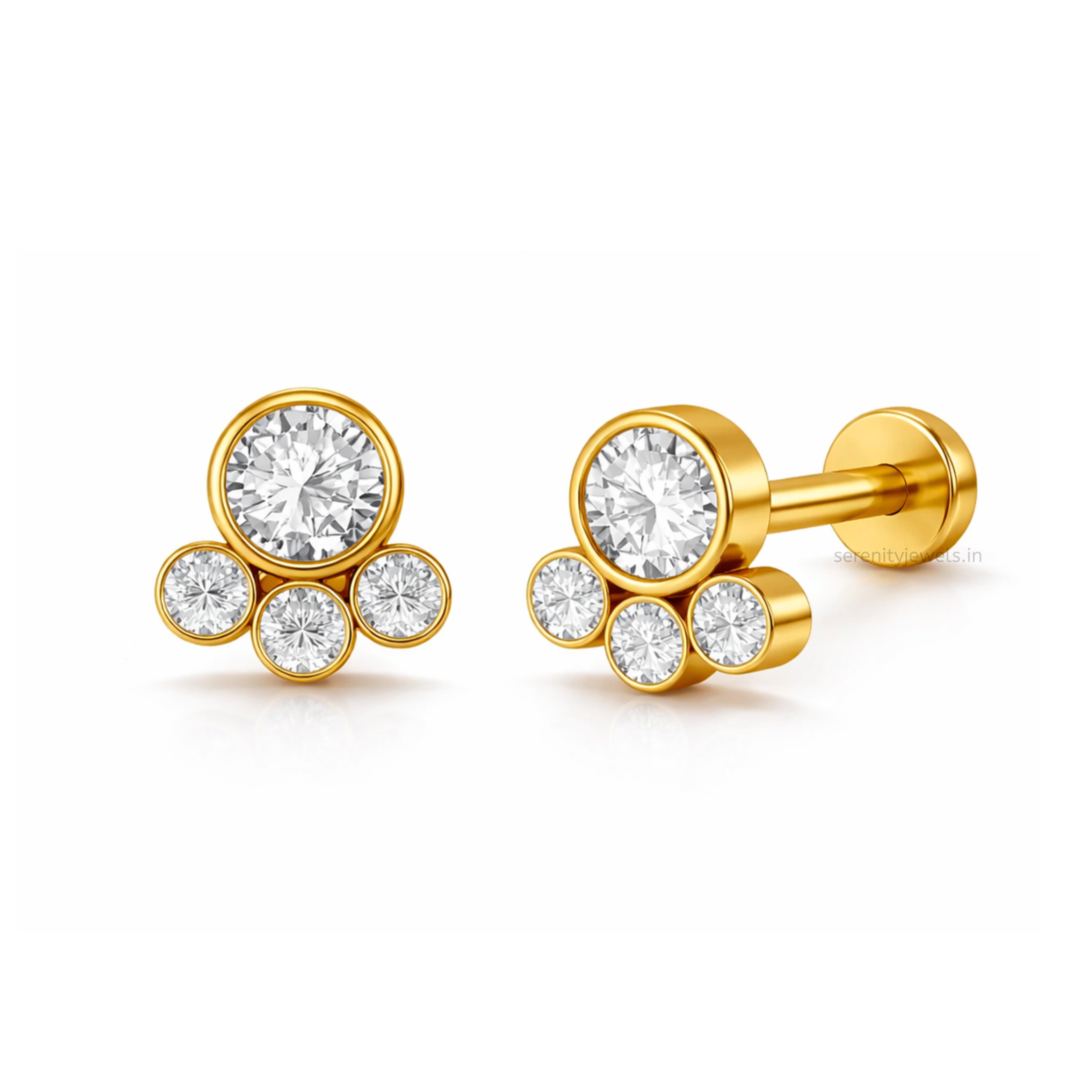 Twinkle Tri Flat Studs - PAIR