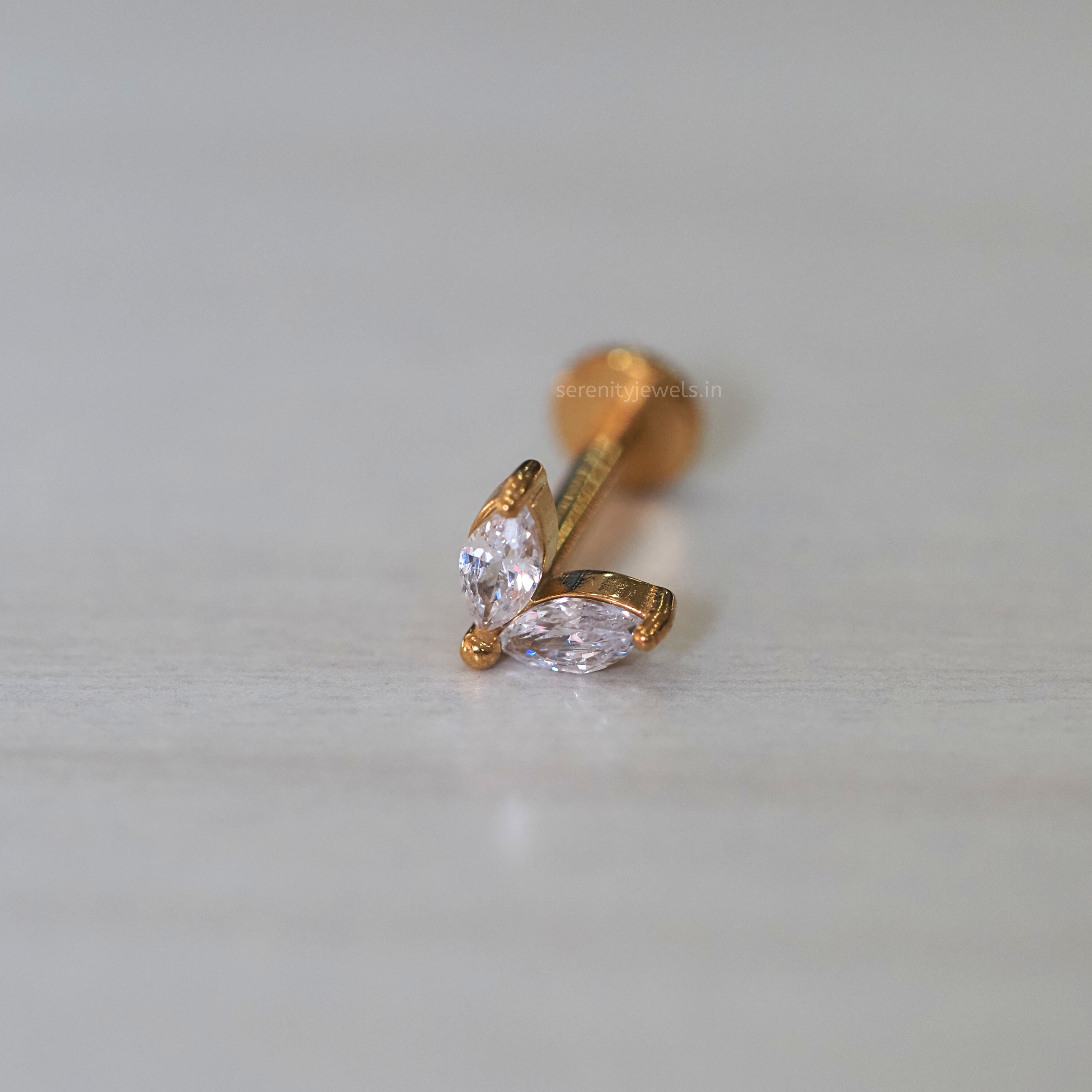 Two Petal Flat Studs - PAIR