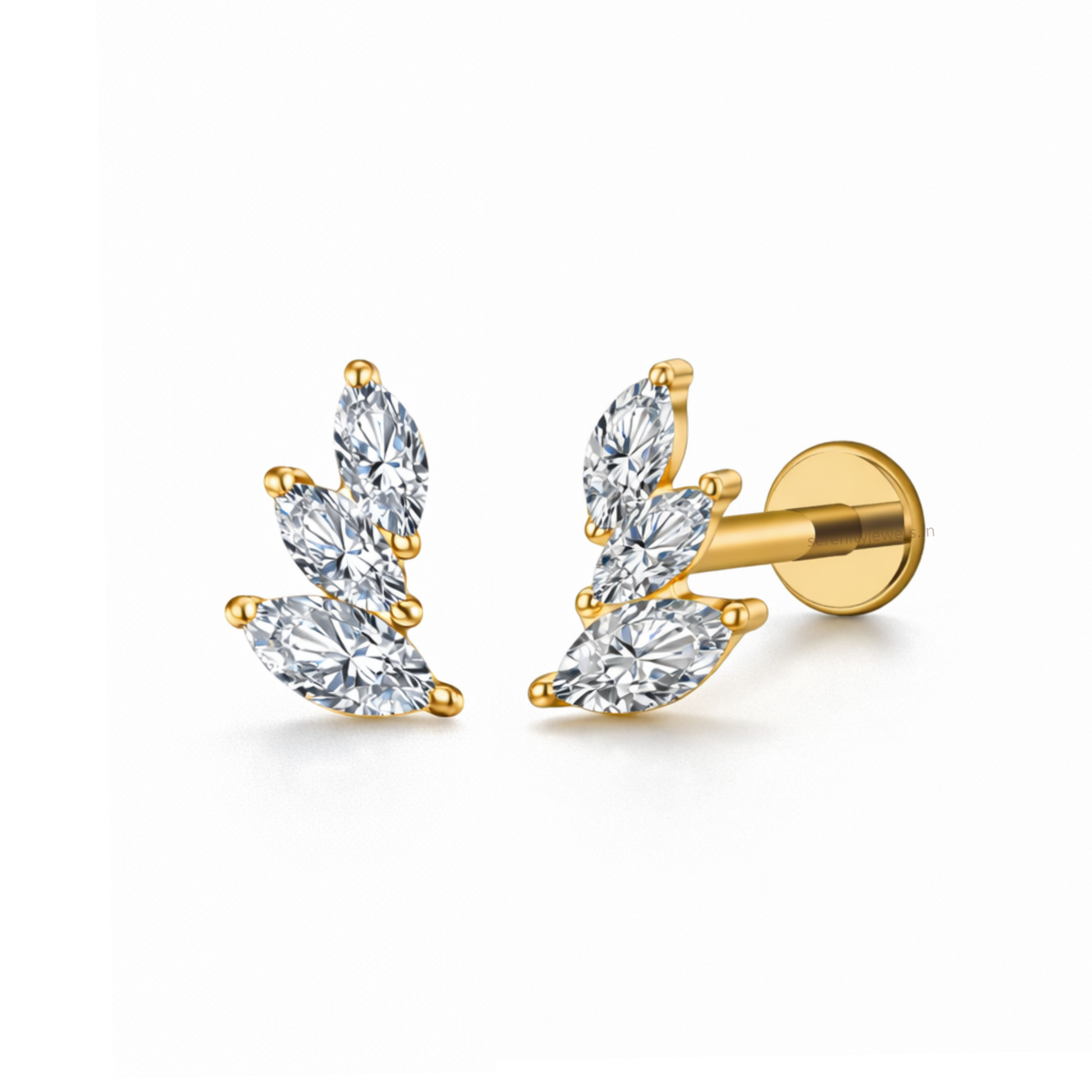 Aura Wing Titanium Flat Studs - PAIR