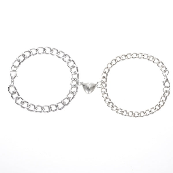 Magnetic couple heart bracelets