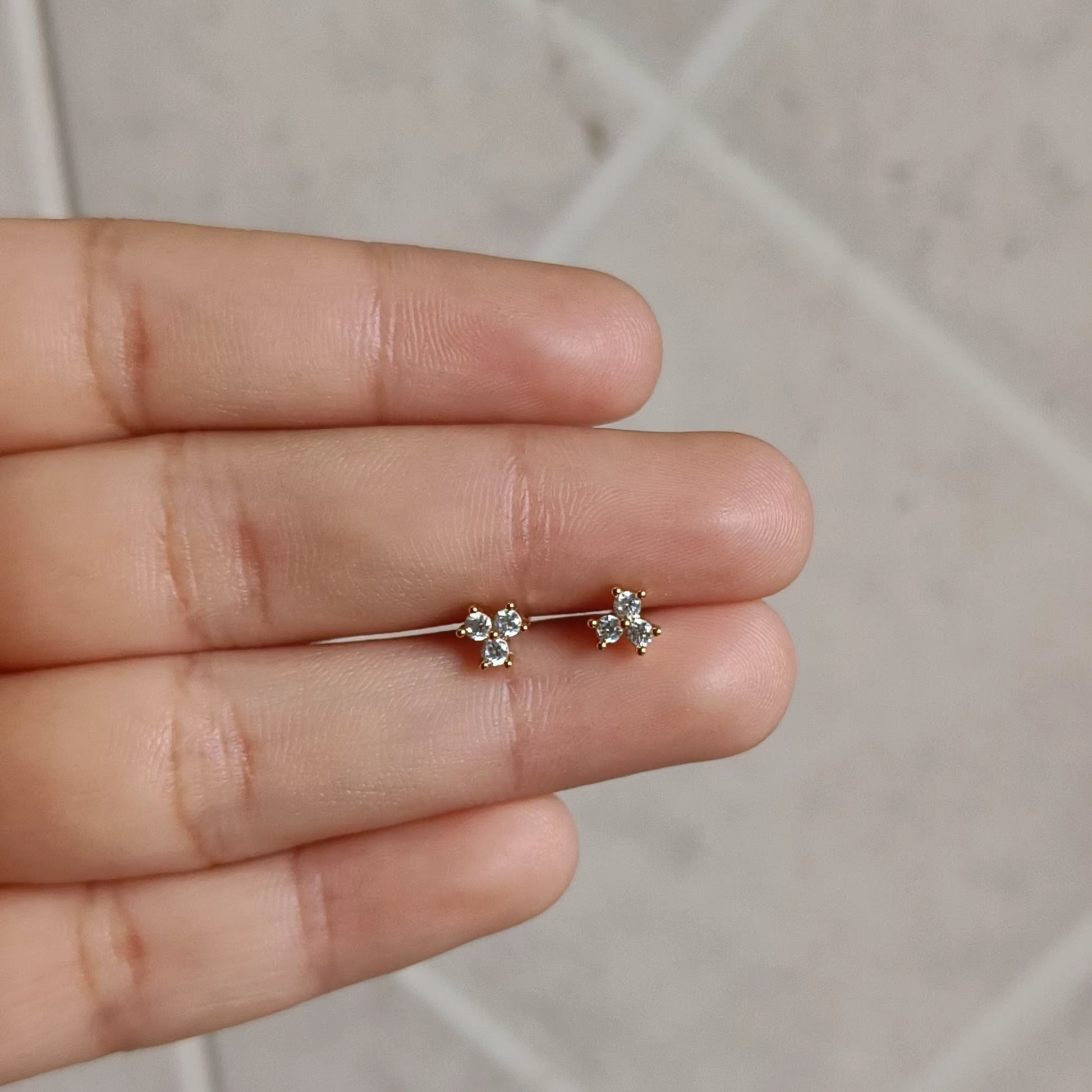 Three stone studs - Pair Serenity Jewels