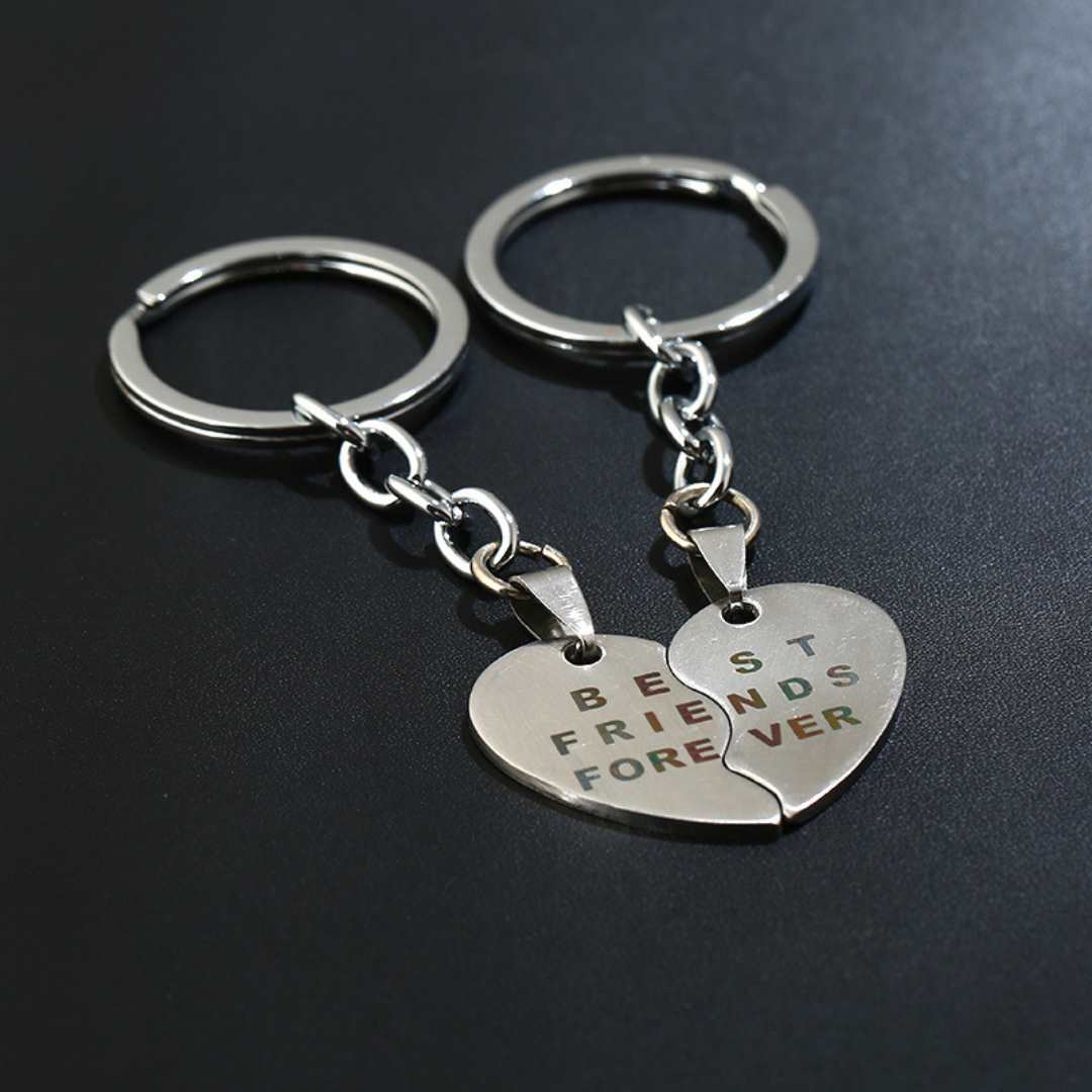 Best Friends Heart Keychains